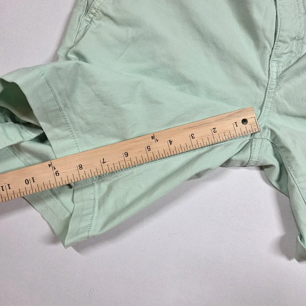 Tory Burch Mint Green Chino Shorts Women Size 27 Roll Up Button Tab Cotton Twill
